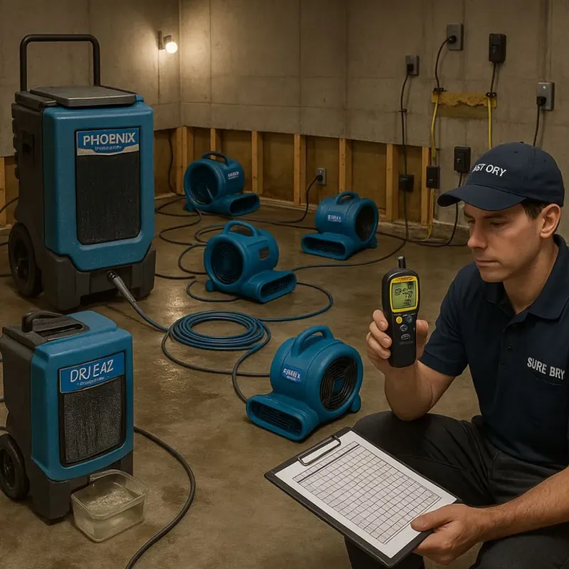 Structural Drying and Dehumidification process in Wanatah, IN